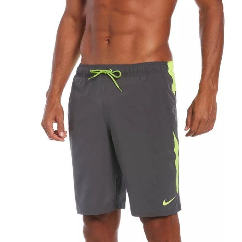 Nike Men Four Way Stretch Contend Water-Repellent Color blocked 9" Swim Trunks